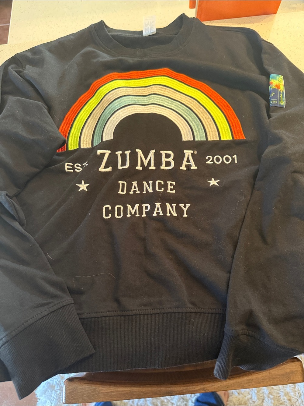 Zumba Fitness Black Sweatshirt with Rainbow Arch